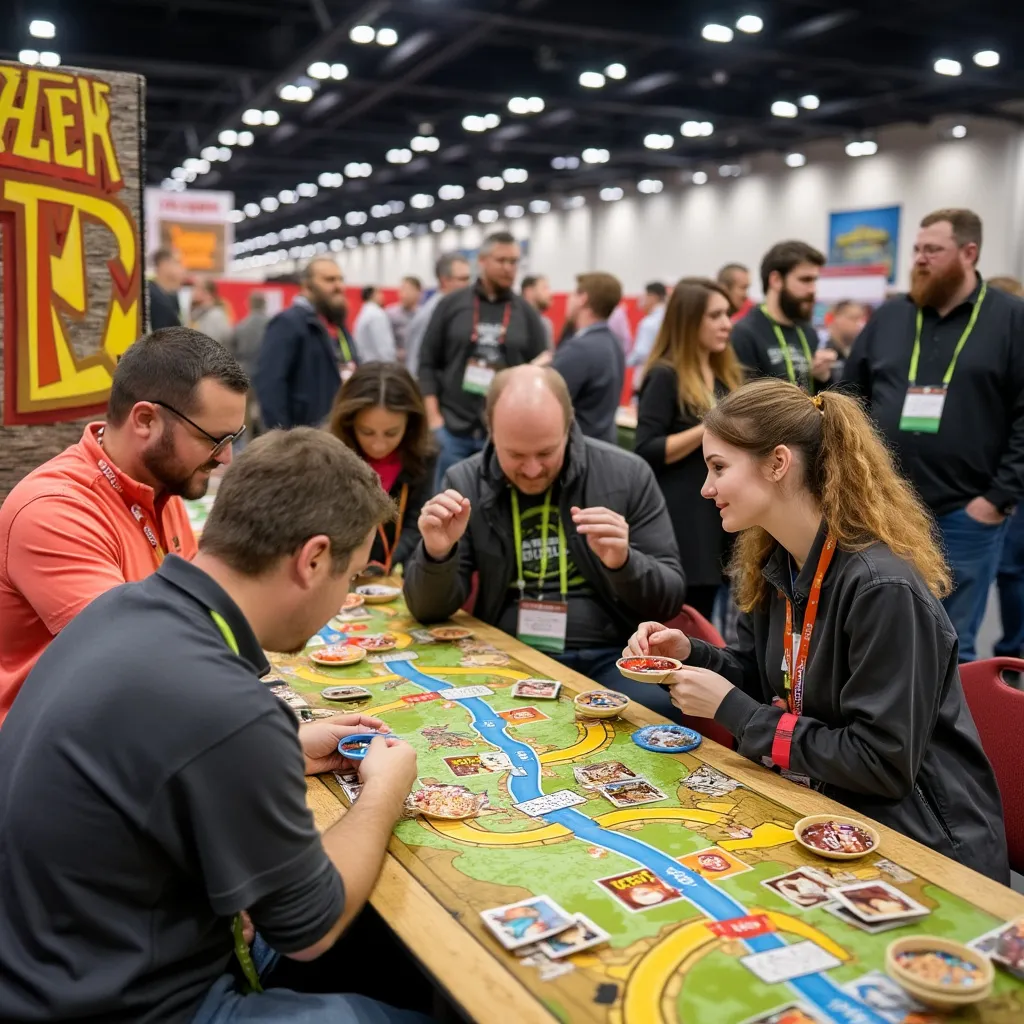 Team at game convention booth